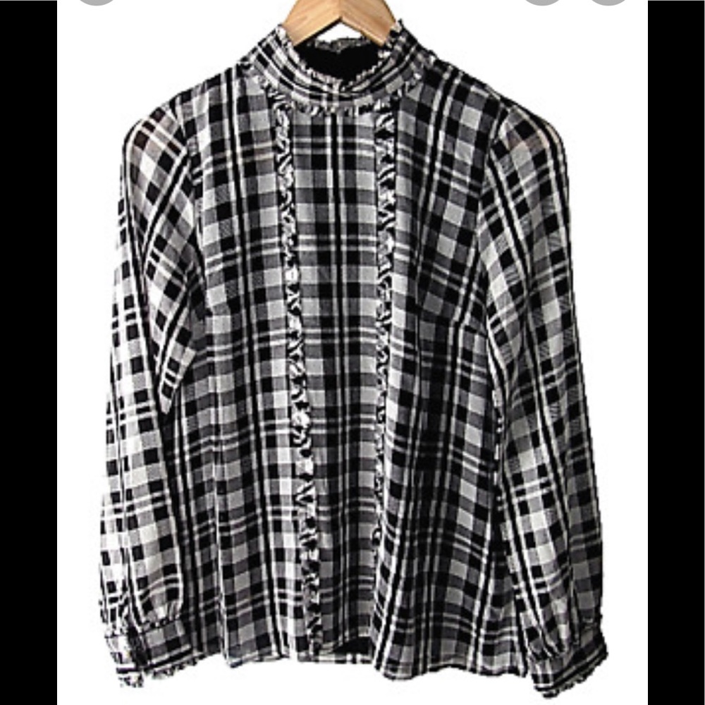 Karl Lagerfeld for Long tall sally black plaid blouse